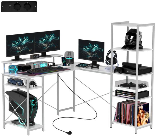 Scrivania HOMCOM, scrivania per computer a L 137 x 140 x 139,5 cm, bianca