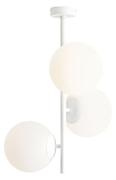 Plafoniera metallo vetro E27 46 cm di larghezza bianco 3 luci globo lampada da soffitto moderna