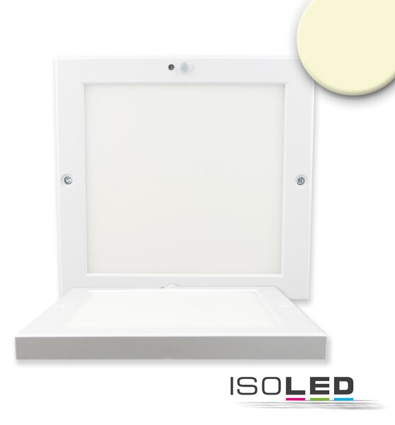 Lampada da soffitto Slim angolare bianca, 220x220mm, con sensore di movimento PIR, 18W, trasformatore integrato, bianco caldo