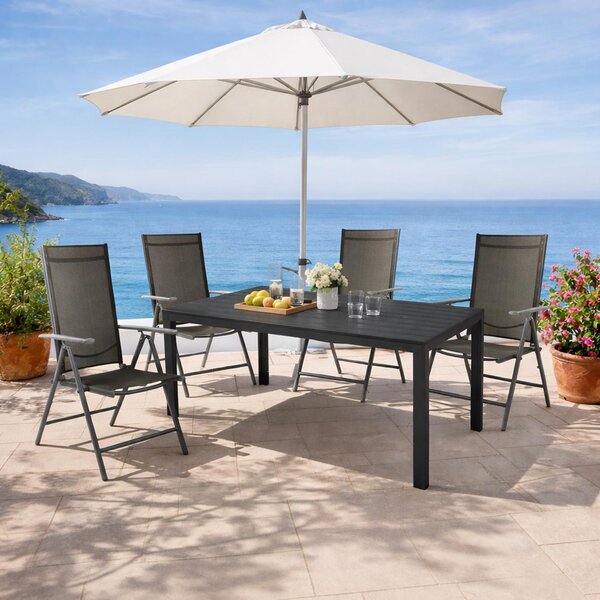 Set da giardino Set di sedute 5 pezzi 180x90 cm Alluminio Non-Wood Antracite