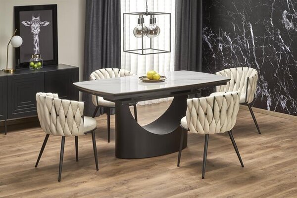 Tavolo allungabile Osman effetto marmo bianco - L160-220 cm
