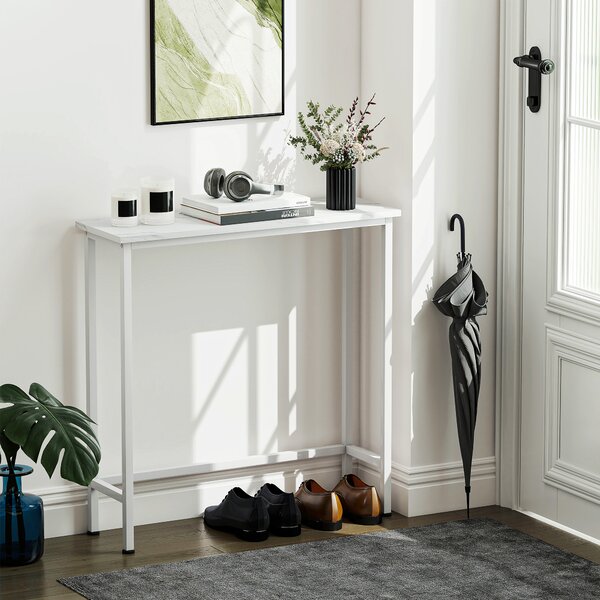 HOMCOM Tavolo Console Tavolino con piedini regolabili, cinghie anti-ribaltamento 75 x 24 x 76 cm per Piccoli Spazi Bianco | Aosom Italy