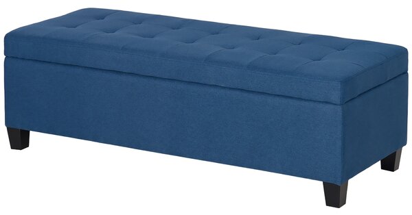 HOMCOM Banco portaoggetti 94,5L panca fine letto in tessuto effetto lino e gambe in legno, 125 x 49 x 41,5 cm, blu | Aosom Italy