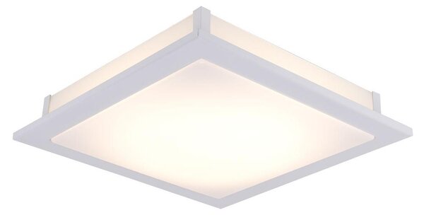 Plafoniera LED, acciaio vetro bianco, 38,5 x 38,5 x 6,5 cm