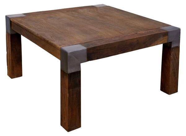 MASSIVMOEBEL24 | tavolino da salotto in legno di Mango 85x85x45 marrone laccato AMSTERDAM #19