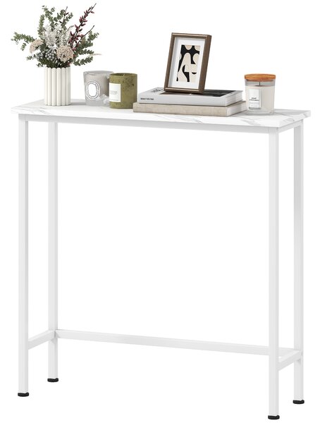 HOMCOM Tavolo Console Tavolino con piedini regolabili, cinghie anti-ribaltamento 75 x 24 x 76 cm per Piccoli Spazi Bianco | Aosom Italy