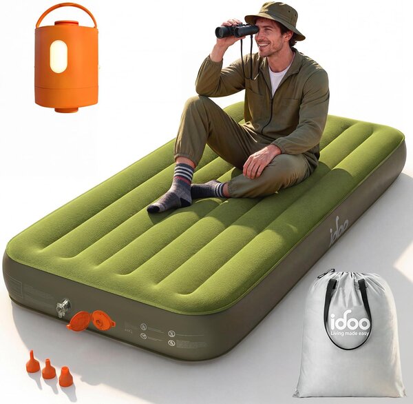 Letto gonfiabile per 1 persona, dimensioni 203x99x25 cm, con pompa integrata, capacità massima fino a 250 kg