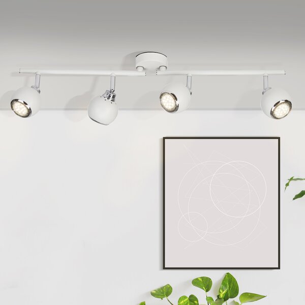 BRILLIANT LED Spot Ina | lampada da soffitto dal design essenziale | 4 punti luce | metallo | bianco/cromo | testa orientabile | 4x GU10 max 20 W