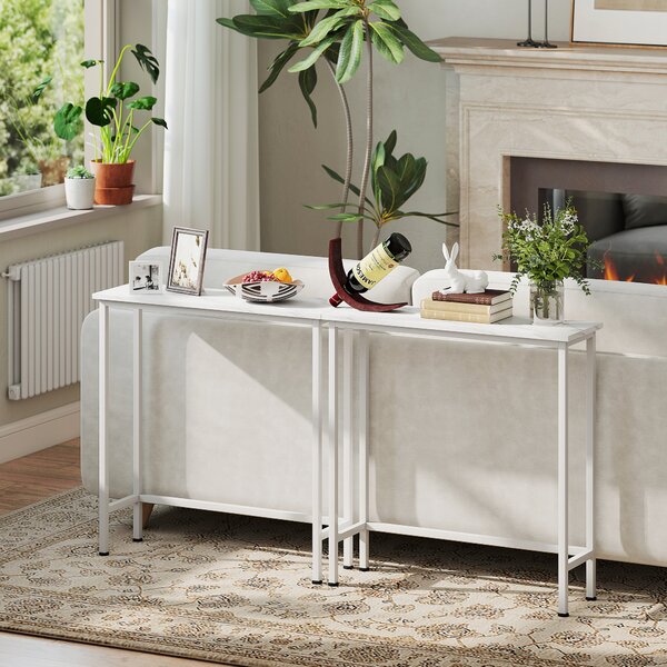 HOMCOM Tavolo Console Tavolino con piedini regolabili, cinghie anti-ribaltamento 75 x 24 x 76 cm per Piccoli Spazi Bianco | Aosom Italy