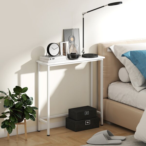 HOMCOM Tavolo Console Tavolino con piedini regolabili, cinghie anti-ribaltamento 75 x 24 x 76 cm per Piccoli Spazi Bianco | Aosom Italy