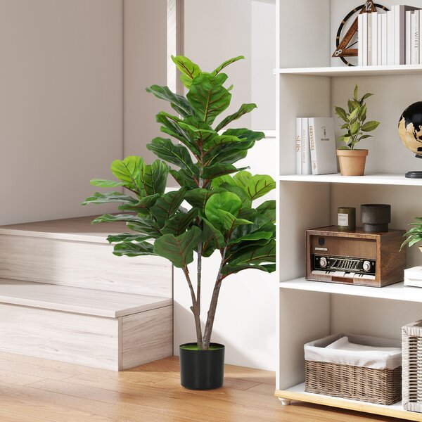 HOMCOM Fico Violino Artificiale 110cm Pianta Finta, Pianta Artificiale in Vaso, Regalo di Decorazione | Aosom Italy