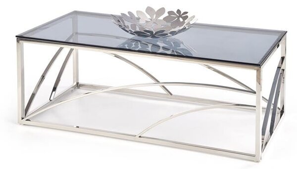 Tavolino da caffè rettangolare Universe in vetro fumé/argento - L120 cm