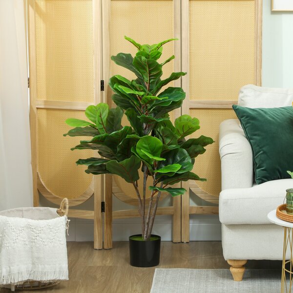HOMCOM Fico Violino Artificiale 110cm Pianta Finta, Pianta Artificiale in Vaso, Regalo di Decorazione | Aosom Italy