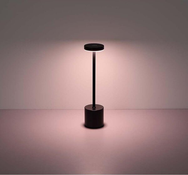 Lampada da tavolo a LED, metallo, nero, dimmer touch, batteria ricaricabile, H 34,3 cm