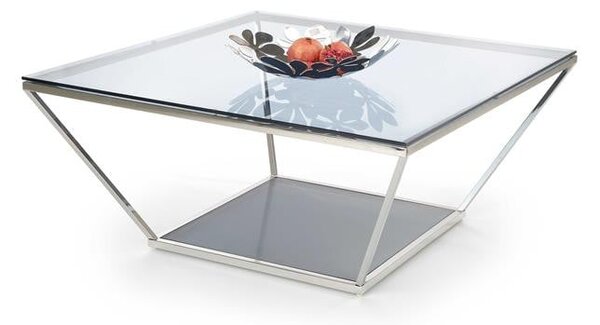 Tavolino da caffè Fabiola in vetro/cromo - H45 cm