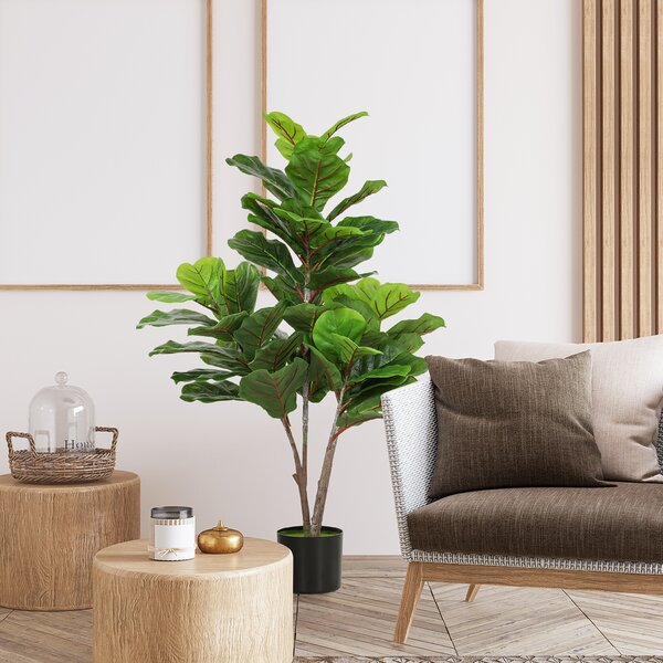 HOMCOM Fico Violino Artificiale 110cm Pianta Finta, Pianta Artificiale in Vaso, Regalo di Decorazione | Aosom Italy