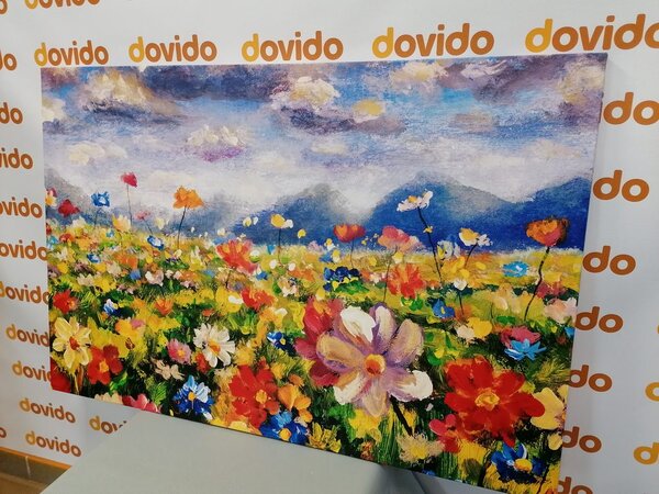 Stampa su tela – Pittura a olio di fiori selvatici