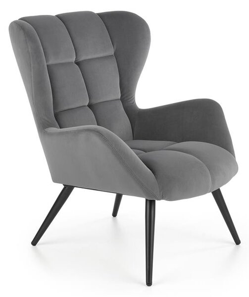 Poltrona Tyrion in velluto grigio - H91 cm