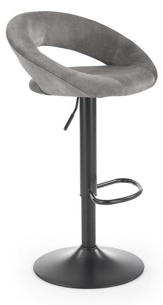 Sgabello da bar H-102 in velluto grigio