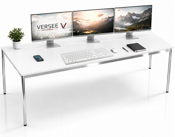 Scrivania / tavolo da conferenza VERSEE VST1 200x80 cm bianco - regolabile in altezza, stabile