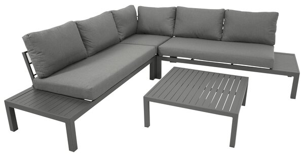 Set lounge DEGAMO lounge angolare ROVIGNO alluminio antracite, rivestimento grigio, resistente alle intemperie