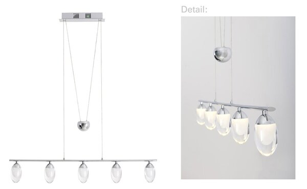 Lampada a sospensione Näve LED; colore: cromo, trasparente, 7052342