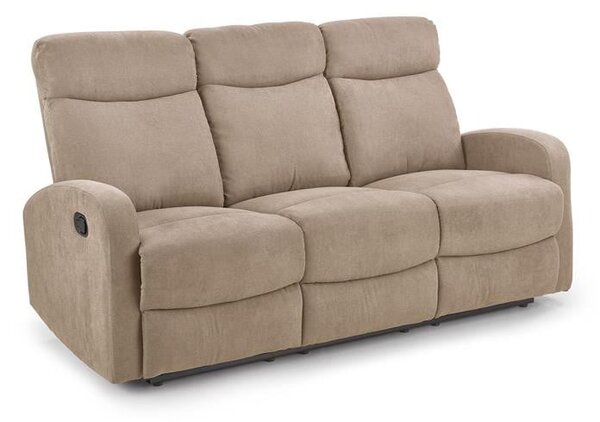 Divano reclinabile Oslo 3S in tessuto beige - H100 cm