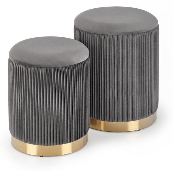 Set di Pouf imbottiti Monty in grigio/oro