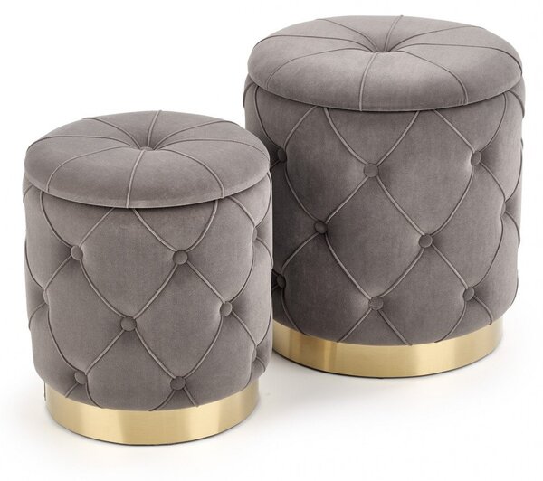Set di Pouf imbottiti Polly Grigio / Oro