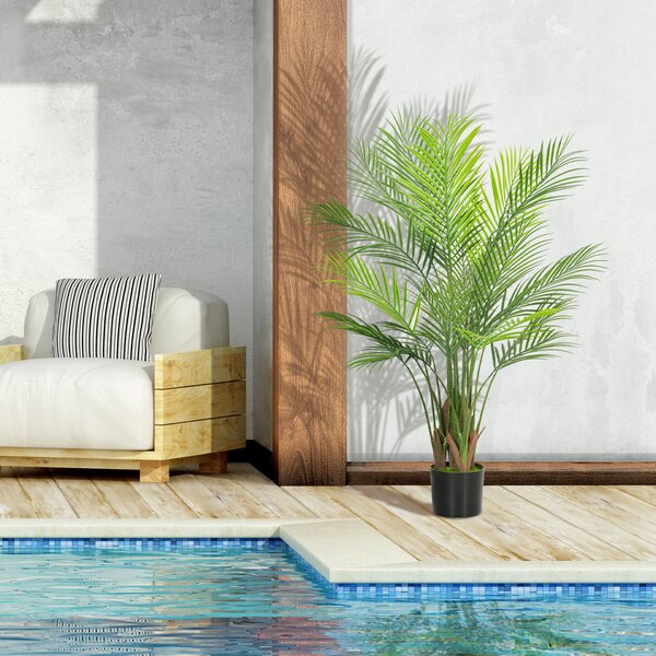 HOMCOM Palma Artificiale grande 120cm Pianta Fintain Vaso per Soggiorno Ufficio | Aosom Italy