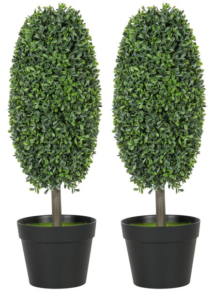 HOMCOM Set da 2 Piante Artificiali, Alberi Artificiali in Vaso con Resistenza ai Raggi UV, Plastica, Cemento, Verde | Aosom Italy