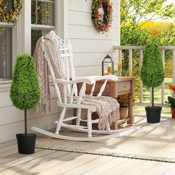 HOMCOM Set di 2 Piante Artificiali Buchsbaum 90cm con Foglie in Forma di Lacrima, Piante Finte in Vaso - Moderna Decorazione | Aosom Italy