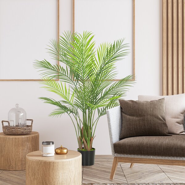 HOMCOM Palma Artificiale grande 120cm Pianta Fintain Vaso per Soggiorno Ufficio | Aosom Italy