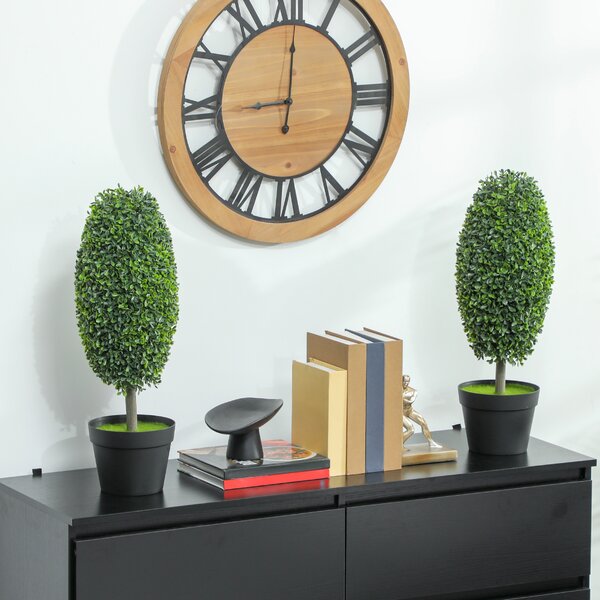 HOMCOM Set da 2 Piante Artificiali, Alberi Artificiali in Vaso con Resistenza ai Raggi UV, Plastica, Cemento, Verde | Aosom Italy