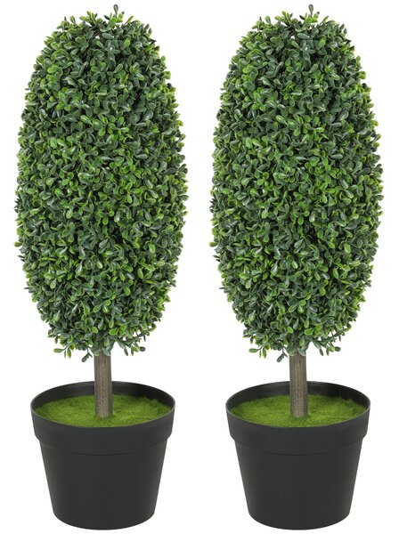 HOMCOM Set da 2 Piante Artificiali, Alberi Artificiali in Vaso con Resistenza ai Raggi UV, Plastica, Cemento, Verde | Aosom Italy