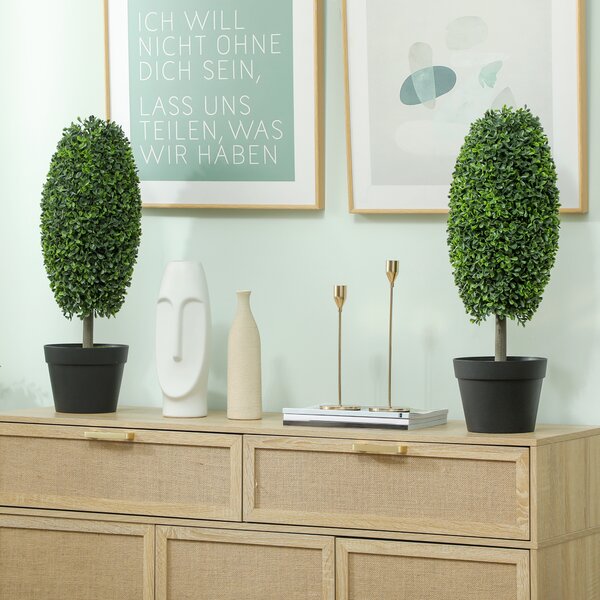 HOMCOM Set da 2 Piante Artificiali, Alberi Artificiali in Vaso con Resistenza ai Raggi UV, Plastica, Cemento, Verde | Aosom Italy