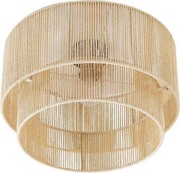 Plafoniera Lindby Anuva, beige naturale, carta, Ø 45 cm