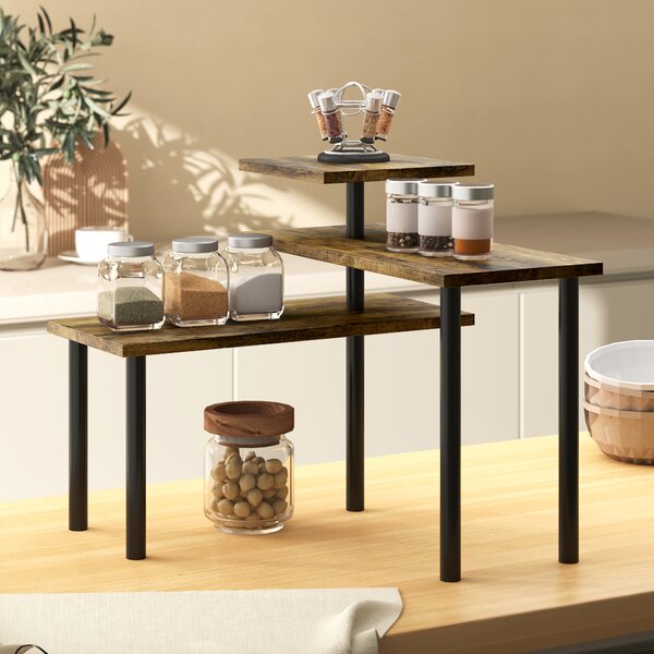 HOMCOM Scaffale da Cucina, Girevole Scaffale Porta Microonde con 3 Livelli, Scaffale Porta Spezie Industriale in Metallo, 40 x 18 x 36,5 cm | Aosom Italy
