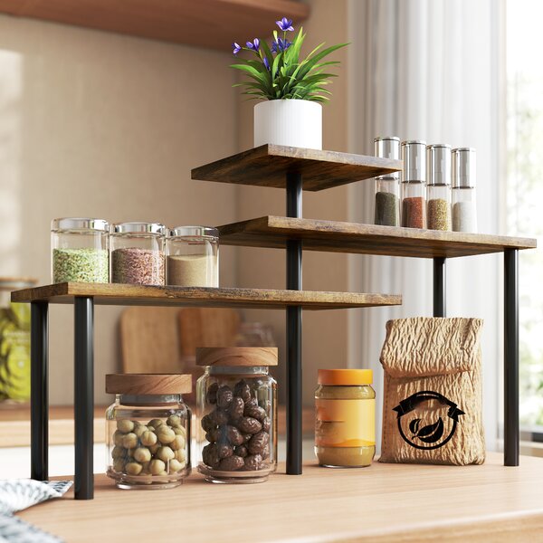 HOMCOM Scaffale da Cucina, Girevole Scaffale Porta Microonde con 3 Livelli, Scaffale Porta Spezie Industriale in Metallo, 40 x 18 x 36,5 cm | Aosom Italy
