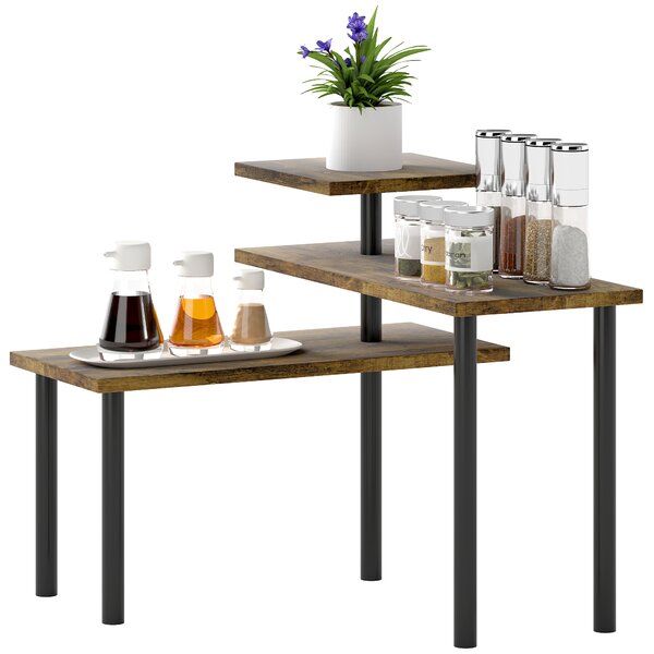 HOMCOM Scaffale da Cucina, Girevole Scaffale Porta Microonde con 3 Livelli, Scaffale Porta Spezie Industriale in Metallo, 40 x 18 x 36,5 cm | Aosom Italy