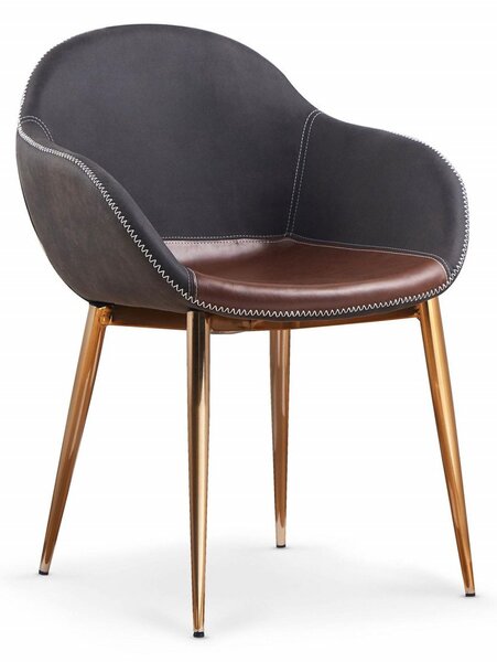 Sedia K304 ecopelle marrone grigio