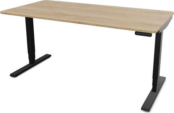 ASSMANN Scrivania regolabile elettricamente in altezza Y-Line Curved Rovere Natura Nero, 180x80cm, funzione memoria, doppio motore