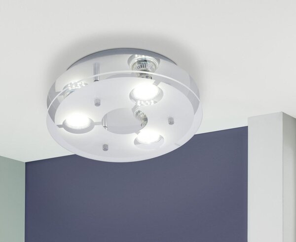 Plafoniera a 3 luci CROMO/SATIN-CLAR 'CABI'