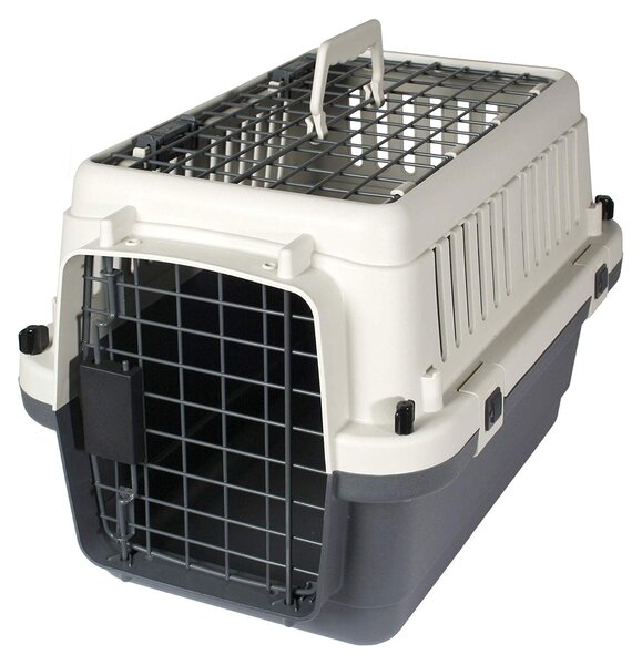 Karlie Flugzeugbox Nomad Toploader - Trasportino per cani - Taglia XS - Plastica - Grigio/Bianco - 50,7 x 33 x 33,2 cm