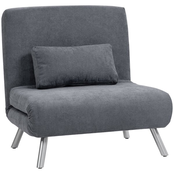 HOMCOM Poltrona imbottita con funzione letto, design 2-in-1, poltrona letto, letto per ospiti, rivestimento in tessuto, con cuscino, Grigio scuro | Aosom Italy