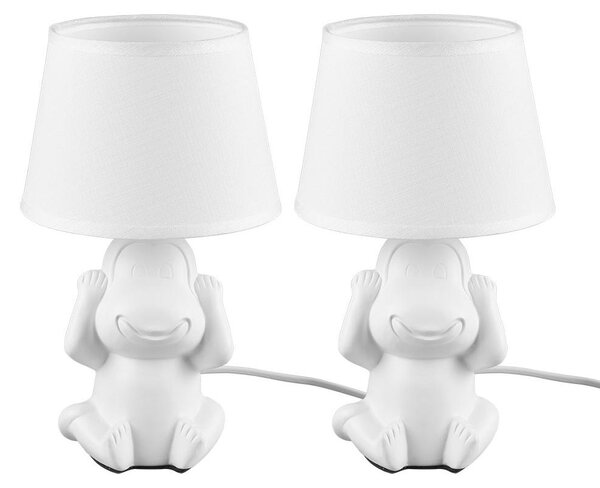 2 lampade da tavolo, in Vetroceramica e tessuto, colore bianco, altezza 27 cm
