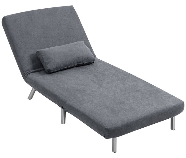 HOMCOM Poltrona imbottita con funzione letto, design 2-in-1, poltrona letto, letto per ospiti, rivestimento in tessuto, con cuscino, Grigio scuro | Aosom Italy