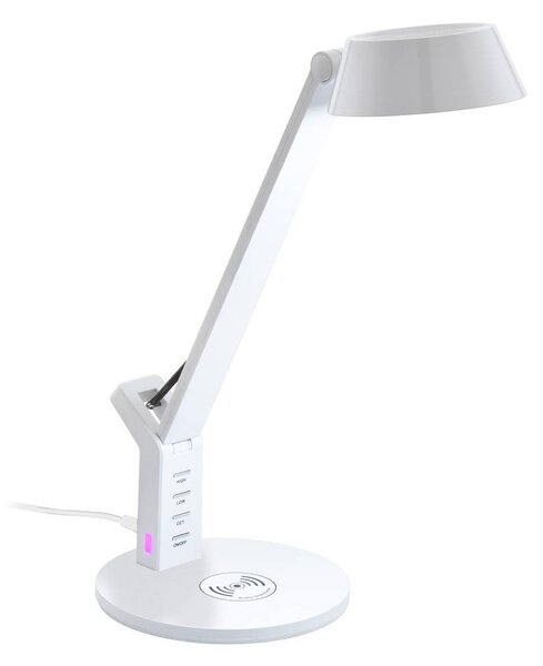 BANDERALO lampada da tavolo in plastica bianca LED 3000-6300K L:30,5 cm L:17 cm H:40,5 cm con touch dimmer e caricatore QI