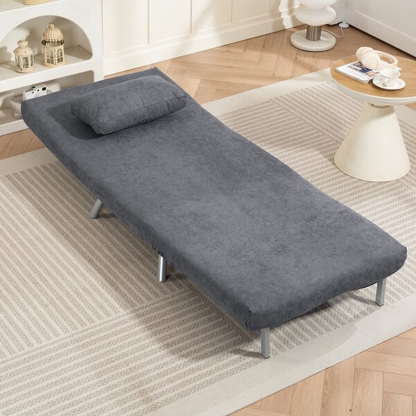 HOMCOM Poltrona imbottita con funzione letto, design 2-in-1, poltrona letto, letto per ospiti, rivestimento in tessuto, con cuscino, Grigio scuro | Aosom Italy