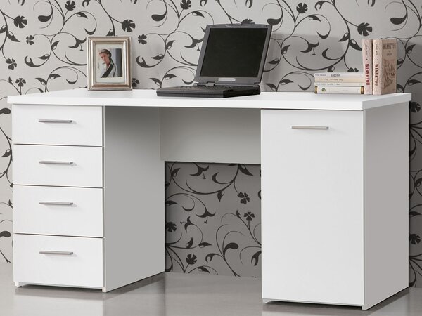 Möbelando Scrivania Scrivania per ufficio Scrivania per computer Scrivania per computer portatile Mobili per ufficio Balu I Bianco opaco
